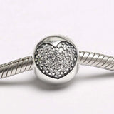 Crystal Heart Clip Lock Stopper Bead for 925 Silver Bracelet
