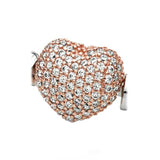 925 Sterling Silver Heart Barrel Clip Bead Bracelet Charm