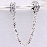 Crystal Safety Chain Beads for 925 Sterling Silver Charm Bracelet