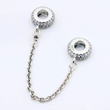 Crystal Safety Chain Beads for 925 Sterling Silver Charm Bracelet