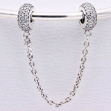 Crystal Safety Chain Beads for 925 Sterling Silver Charm Bracelet