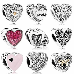 Mother & Son Bond Crystal Charm for Europe Bracelet 925 Silver DIY Jewelry