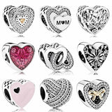 Mother & Son Bond Crystal Charm for Europe Bracelet 925 Silver DIY Jewelry