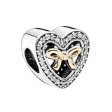 Mother & Son Bond Crystal Charm for Europe Bracelet 925 Silver DIY Jewelry