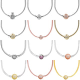 Love Heart Crown Snake Chain Necklace 925 Silver Charm DIY Jewelry