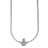 Love Heart Crown Snake Chain Necklace 925 Silver Charm DIY Jewelry