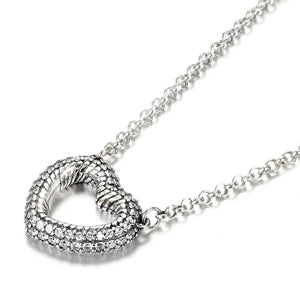 Open Heart Collier Necklace, 925 Sterling Silver Charm Bracelet DIY Jewelry
