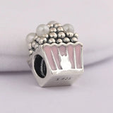 Pearl Popcorn Charm Pale Pink Enamel Beads Jewelry 925 Silver