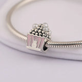 Pearl Popcorn Charm Pale Pink Enamel Beads Jewelry 925 Silver