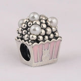 Pearl Popcorn Charm Pale Pink Enamel Beads Jewelry 925 Silver