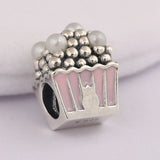 Pearl Popcorn Charm Pale Pink Enamel Beads Jewelry 925 Silver