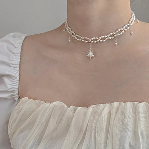 Women's Stars & Crystals Pendant Necklace, Christmas Jewelry