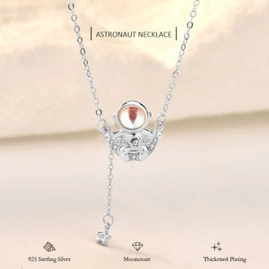 Moonstone Astronaut Necklace - 925 Sterling Silver Pendant