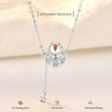 Moonstone Astronaut Necklace - 925 Sterling Silver Pendant