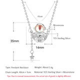 Moonstone Astronaut Necklace - 925 Sterling Silver Pendant
