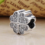 Love Clover With Crystal Clip Stopper Bead Charm