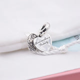 Pink Enamel Love Family Crystal Pendant 925 Sterling Silver Charm Bracelet