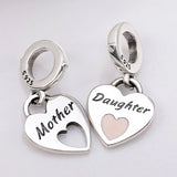 Pink Enamel Mother Daughter Split Heart Pendant Beads