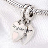 Pink Enamel Mother Daughter Split Heart Pendant Beads