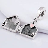 Pink Enamel Rose & Heart Locket Pendant Beads 925 Sterling Silver Charm