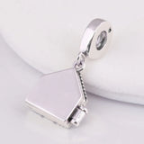Pink Enamel Rose & Heart Locket Pendant Beads 925 Sterling Silver Charm