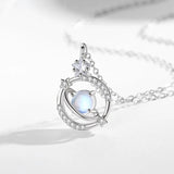 925 Silver Necklace with Moonstone Pendant