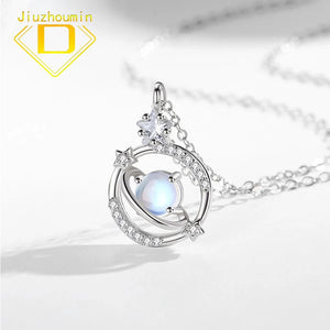 925 Silver Necklace with Moonstone Pendant