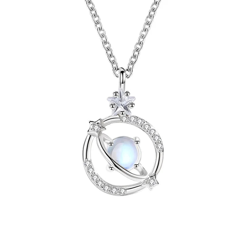 925 Silver Necklace with Moonstone Pendant