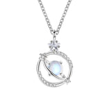 925 Silver Necklace with Moonstone Pendant
