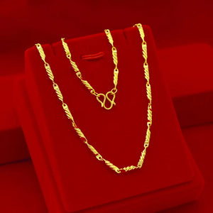 24K Antique Flower 2.5mm Thick Necklace Women Fine Wedding Necklaces