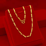 24K Antique Flower 2.5mm Thick Necklace Women Fine Wedding Necklaces