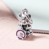 Purple Enamel Theodore Bear Pendant Bead Charm