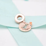 Rose Dino & Yellow Enamel Butterfly Beads for 925 Silver Bracelet