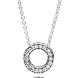 Radiant Hearts Crystal Necklace 925 Silver Charm Jewelry