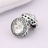 Radiant Hearts Crystal Beads Clip Lock Stopper Beads 925 Sterling Silver Charm