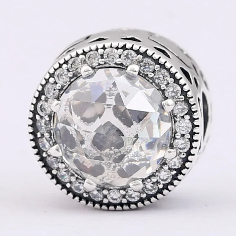 Radiant Hearts Crystal Beads Clip Lock Stopper Beads 925 Sterling Silver Charm