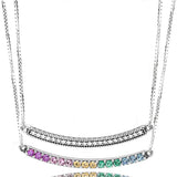 Rainbow Love Hearts Reversible Bar 925 Silver Necklace Europe Bead Charm
