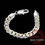 925 Sterling Silver Charm Bracelet 10MM for Men and Women with S925 Stamp