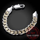 925 Sterling Silver Charm Bracelet 10MM for Men and Women with S925 Stamp