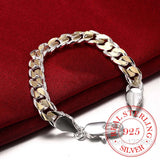925 Sterling Silver Charm Bracelet 10MM for Men and Women with S925 Stamp