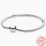 S925 Sterling Silver Heart Clasp Bracelet Gem Bracelet for Charms