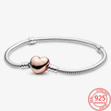 S925 Sterling Silver Heart Clasp Bracelet Gem Bracelet for Charms