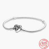 S925 Sterling Silver Heart Clasp Bracelet Gem Bracelet for Charms