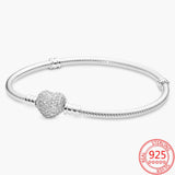 S925 Sterling Silver Heart Clasp Bracelet Gem Bracelet for Charms