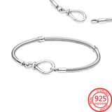 925 Sterling Silver Infinity Knot Snake Chain Bracelet for Women