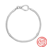 925 Sterling Silver Infinity Knot Snake Chain Bracelet for Women