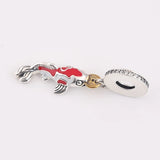 Red Enamel Fortune Carp Pendant Beads 925 Silver Charm Bracelet DIY Jewelry