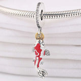 Red Enamel Fortune Carp Pendant Beads 925 Silver Charm Bracelet DIY Jewelry