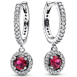 Red Sparkling Hoop Earring 925 Silver Women Gift DIY