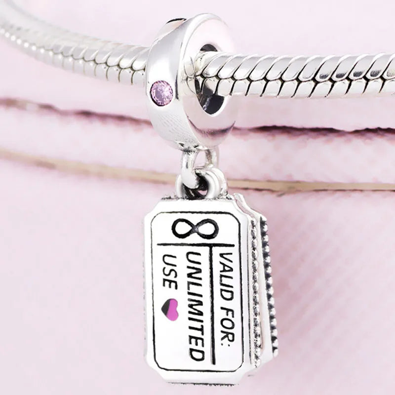 Heart Hug & Kiss Love Coupon Pendant Beads for Charm Bracelet